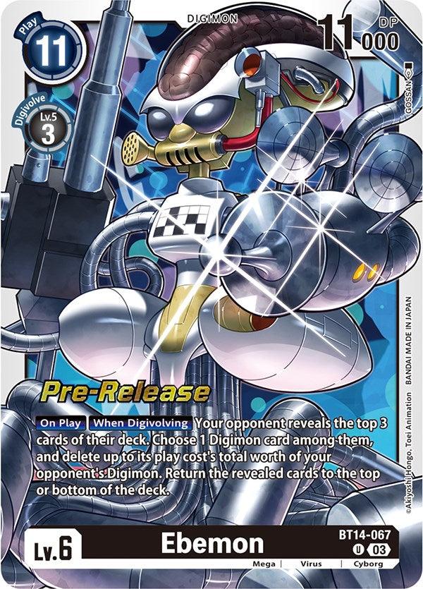 Black, Blast Ace Pre-Release Cards, BT14-067, Cyborg, Digimon, Mega, Uncommon, Virus Ebemon [BT14-067] [Blast Ace Pre-Release Cards] - Trading Card World