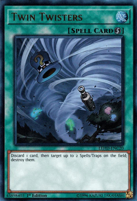 1st Edition, Legendary Hero Decks, Quick Play Spell, Spell, Ultra Rare Twin Twisters [LEHD-ENC20] Ultra Rare - Trading Card World
