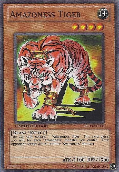 Beast, Common, Earth, Effect Monster, Gold Series 3, Limited Amazoness Tiger [GLD3-EN008] Common - Trading Card World