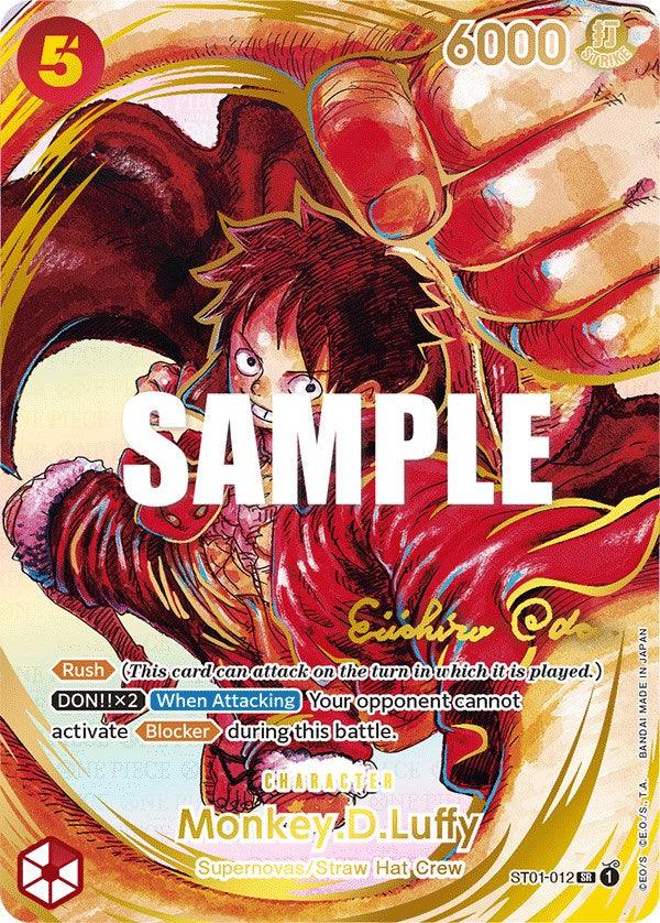 Character, Starter Deck: Straw Hat Crew, Starter Decks, Straw Hat Crew, Super Rare, Supernovas Monkey.D.Luffy (Alternate Art) (Gold-Stamped Signature) [Starter Deck: Straw Hat Crew] - Trading Card World