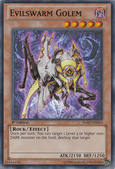 1st Edition, Dark, Effect Monster, Hidden Arsenal 7: Knight of Stars, Rock, Super Rare, Unlimited Evilswarm Golem [HA07-EN053] Super Rare - Trading Card World