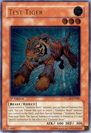 1st Edition, Beast, Earth, Effect Monster, Gladiator's Assault, Ultimate Rare, Unlimited Test Tiger [GLAS-EN082] Ultimate Rare - Trading Card World