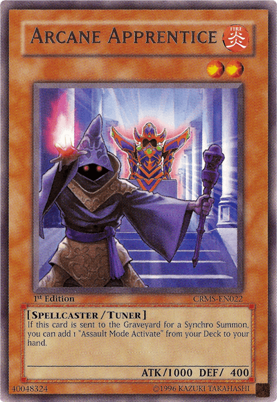 1st Edition, Crimson Crisis, Fire, Rare, Spellcaster, Tuner Monster, Unlimited Arcane Apprentice [CRMS-EN022] Rare - Trading Card World