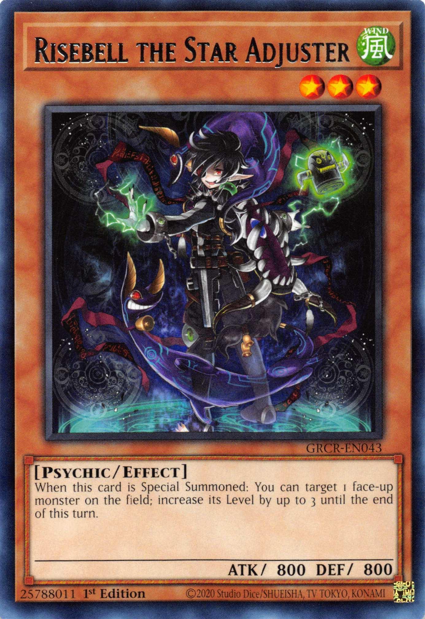 1st Edition, Effect Monster, Psychic, Rare, The Grand Creators, Wind Risebell the Star Adjuster [GRCR-EN043] Rare - Trading Card World
