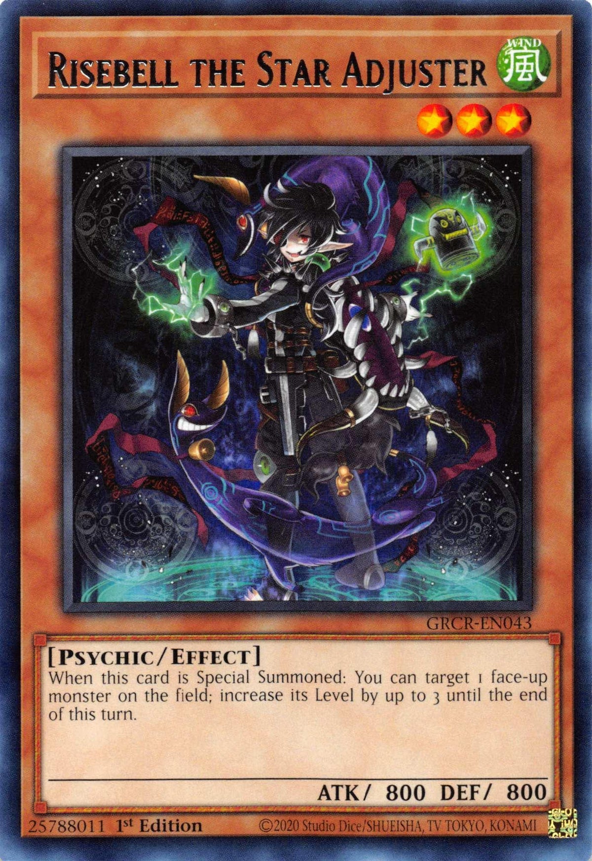 1st Edition, Effect Monster, Psychic, Rare, The Grand Creators, Wind Risebell the Star Adjuster [GRCR-EN043] Rare - Trading Card World