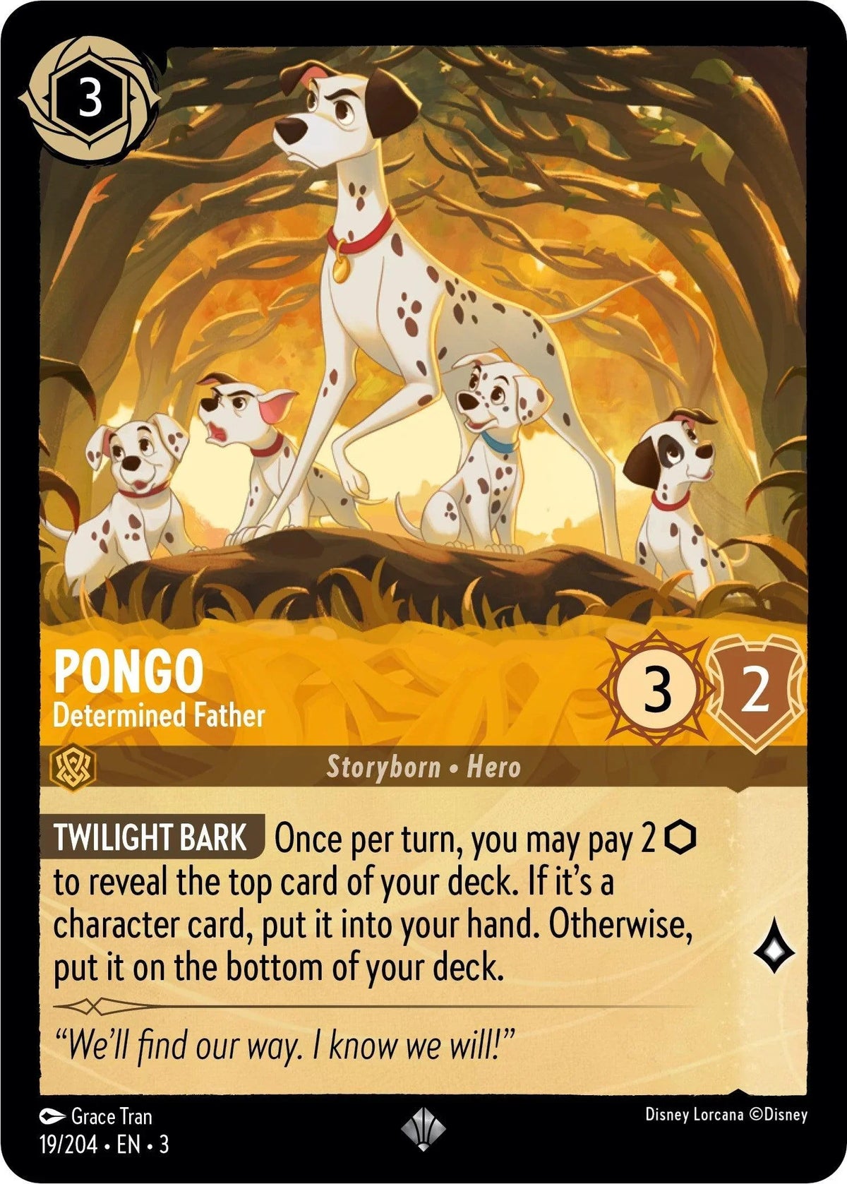  Pongo - Determined Father (19/204) [Into the Inklands] - Trading Card World