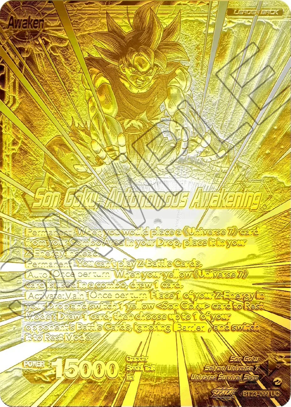 SSB Son Goku // Son Goku, Autonomous Awakening (2023 Championship Finals) (Gold Metal Foil) (BT23-099) [Tournament Promotion Cards]