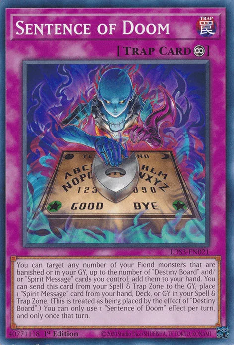 1st Edition, Common, Continuous Trap, Legendary Duelists: Season 3, Trap Sentence of Doom [LDS3-EN021] Common - Trading Card World