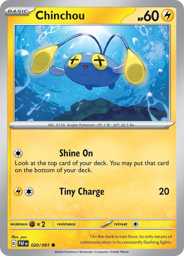 Scarlet & Violet: Paldean Fates Chinchou (020/091) [Scarlet & Violet: Paldean Fates] - Trading Card World