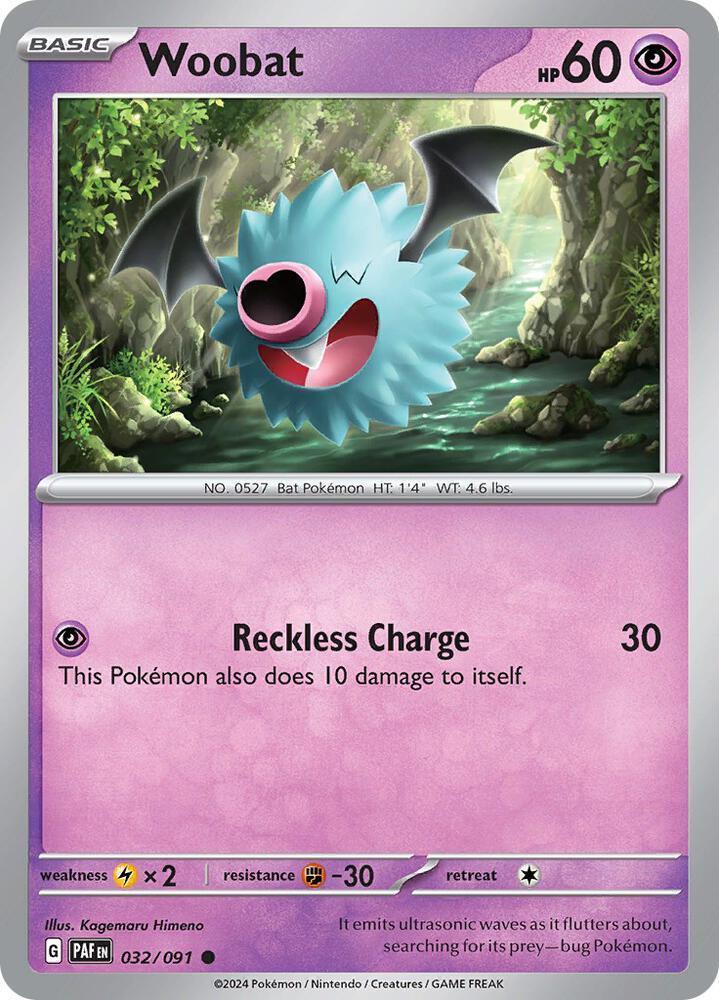 Scarlet & Violet: Paldean Fates Woobat (032/091) [Scarlet & Violet: Paldean Fates] - Trading Card World