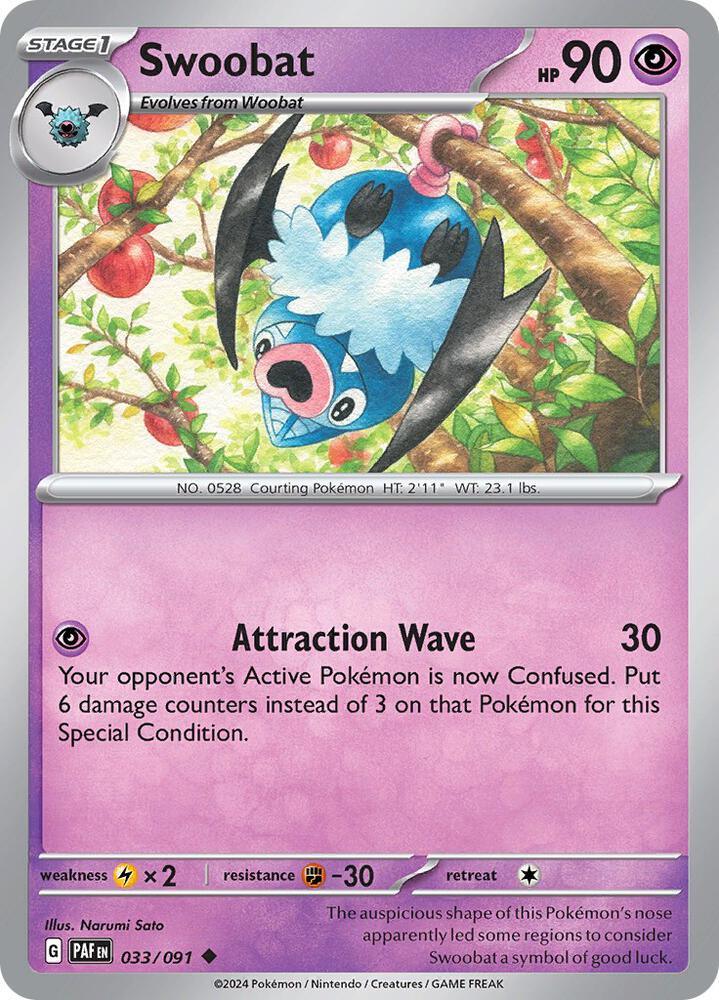Scarlet & Violet: Paldean Fates Swoobat (033/091) [Scarlet & Violet: Paldean Fates] - Trading Card World