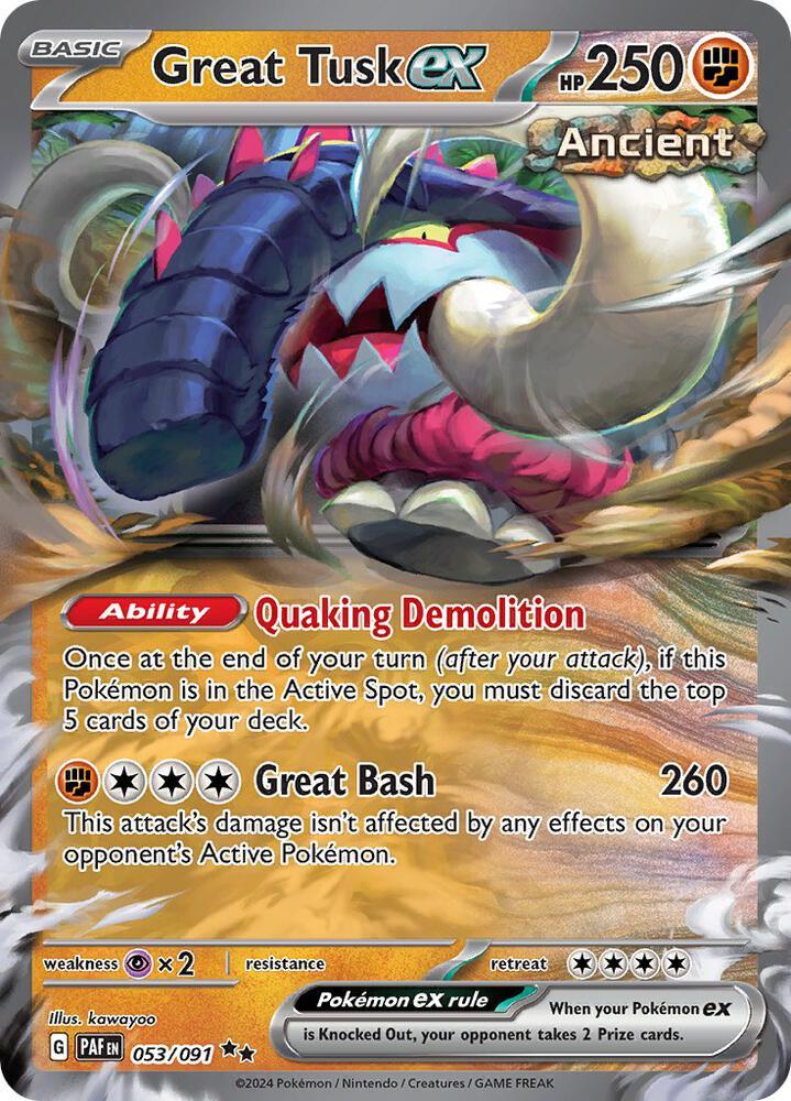 Scarlet & Violet: Paldean Fates Great Tusk ex (053/091) [Scarlet & Violet: Paldean Fates] - Trading Card World