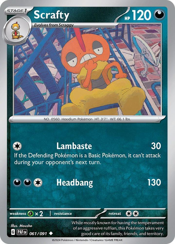 Scarlet & Violet: Paldean Fates Scrafty (061/091) [Scarlet & Violet: Paldean Fates] - Trading Card World