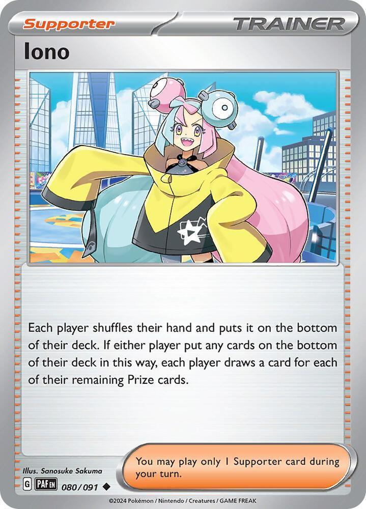 080, Normal, Reverse Holofoil, Scarlet & Violet: Paldean Fates, Supporter, Uncommon Iono (080/091) [Scarlet & Violet: Paldean Fates] - Trading Card World