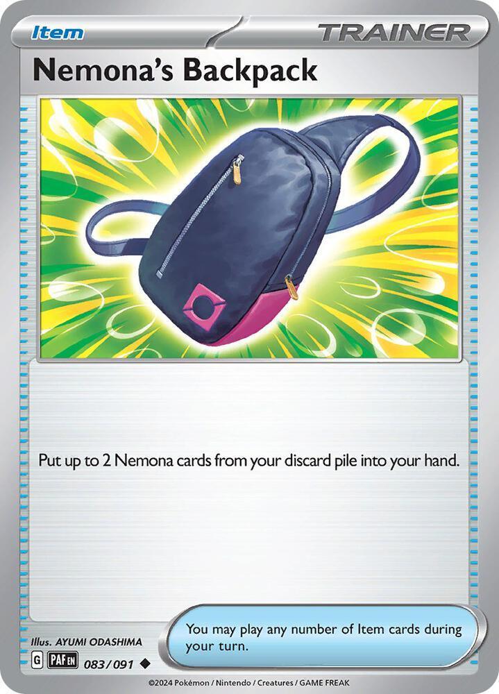 Scarlet & Violet: Paldean Fates Nemona's Backpack (083/091) [Scarlet & Violet: Paldean Fates] - Trading Card World