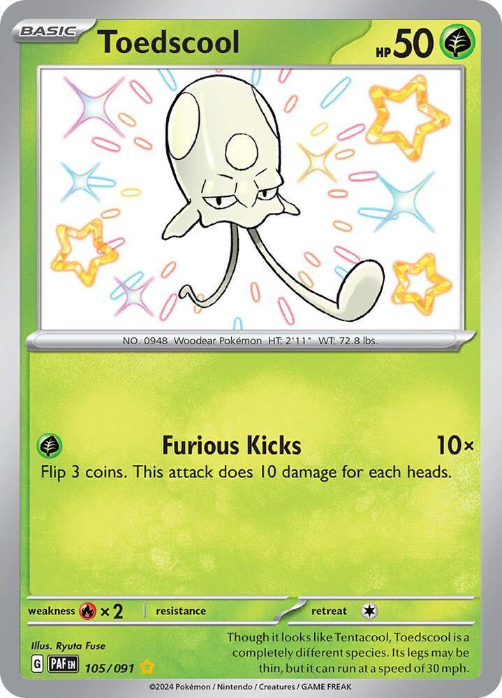 105, Scarlet & Violet: Paldean Fates, Shiny Rare Toedscool (105/091) [Scarlet & Violet: Paldean Fates] - Trading Card World