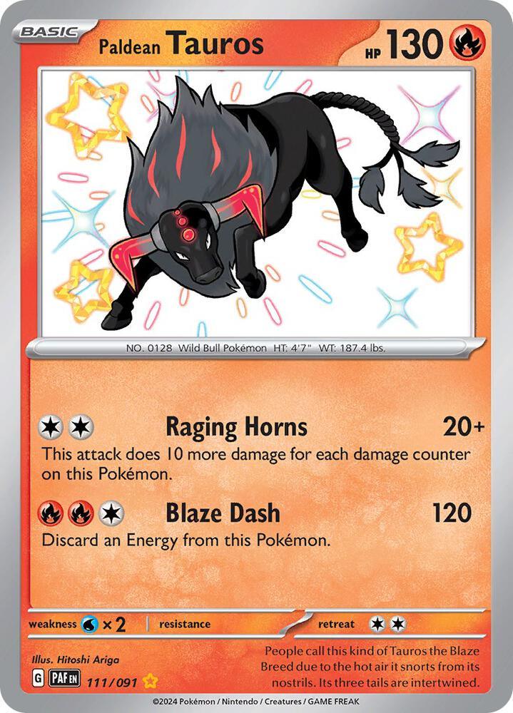Scarlet & Violet: Paldean Fates Paldean Tauros (111/091) [Scarlet & Violet: Paldean Fates] - Trading Card World