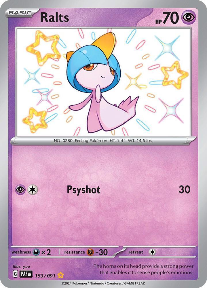 153, Scarlet & Violet: Paldean Fates Ralts (153/091) [Scarlet & Violet: Paldean Fates] - Trading Card World