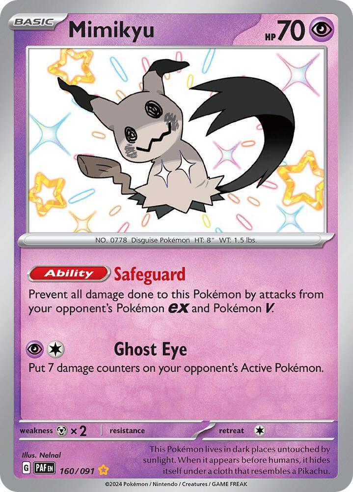 160, Scarlet & Violet: Paldean Fates Mimikyu -160/091 [Scarlet & Violet: Paldean Fates] - Trading Card World