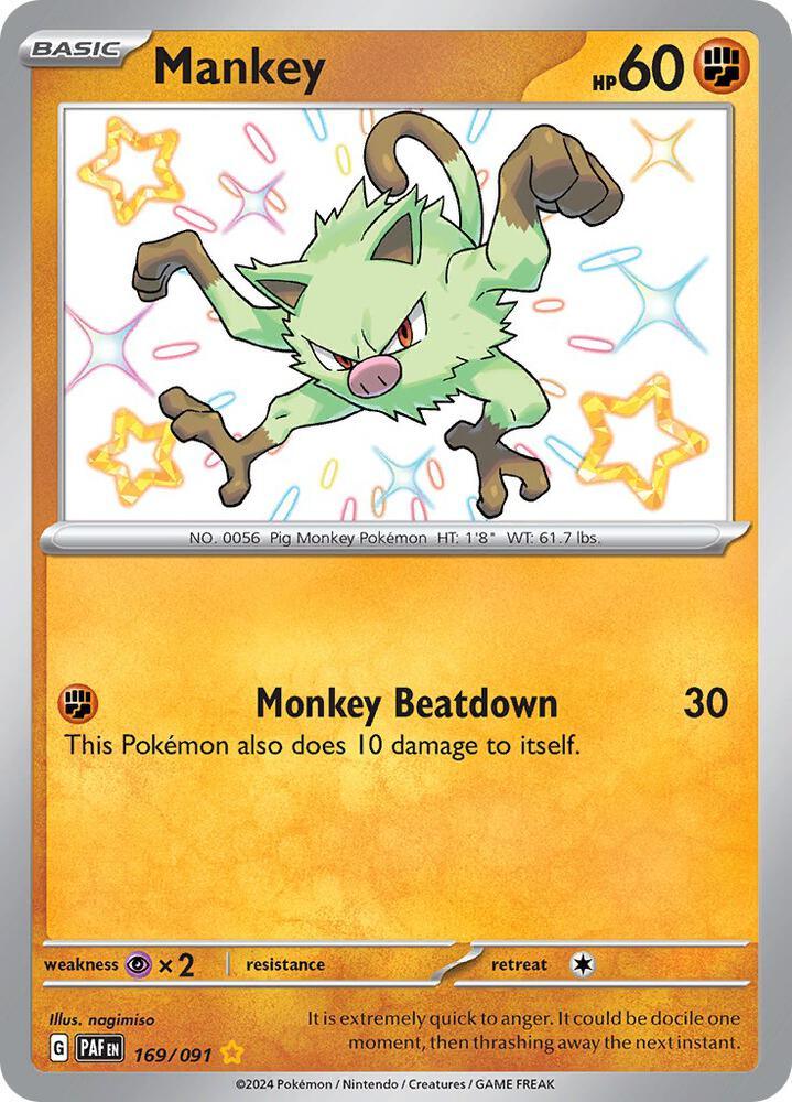 Scarlet & Violet: Paldean Fates Mankey (169/091) [Scarlet & Violet: Paldean Fates] - Trading Card World