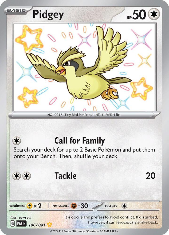 196, Scarlet & Violet: Paldean Fates Pidgey (196/091) [Scarlet & Violet: Paldean Fates] - Trading Card World