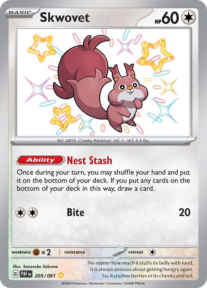 Scarlet & Violet: Paldean Fates Skwovet (205/091) [Scarlet & Violet: Paldean Fates] - Trading Card World