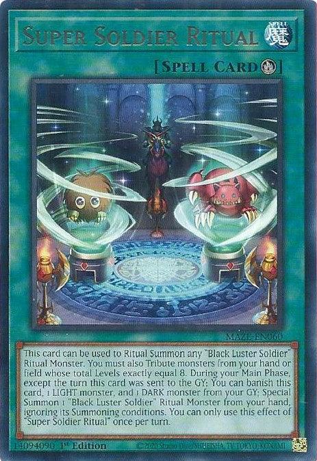 1st Edition, Maze of Memories, Rare, Ritual Spell, Spell Super Soldier Ritual [MAZE-EN060] Rare - Trading Card World