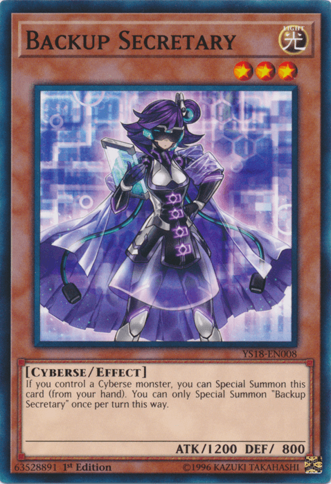 1st Edition, Common, Cyberse, Effect Monster, Light, Starter Deck: Codebreaker Backup Secretary [YS18-EN008] Common - Trading Card World
