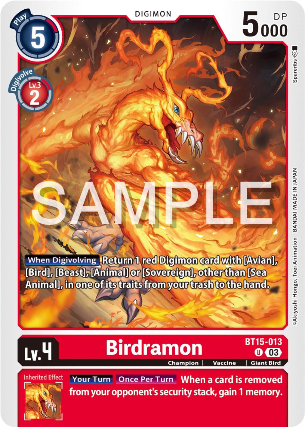 BT15-013, Champion, Digimon, Exceed Apocalypse, Giant Bird, Red, Uncommon, Vaccine Birdramon [BT15-013] [Exceed Apocalypse] - Trading Card World