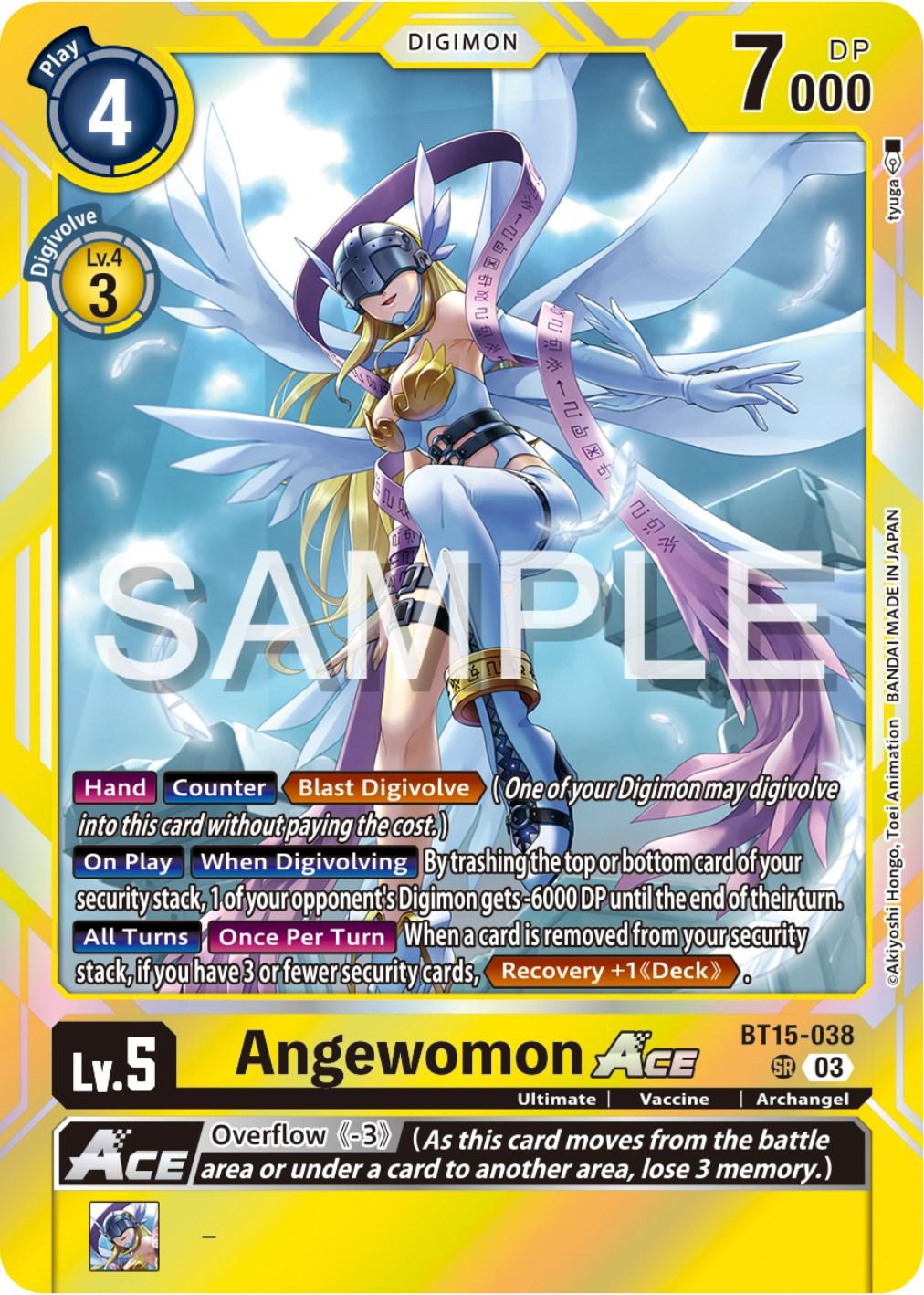 Archangel, BT15-038, Digimon, Exceed Apocalypse, Super Rare, Ultimate, Vaccine, Yellow Angewomon Ace [BT15-038] [Exceed Apocalypse] - Trading Card World