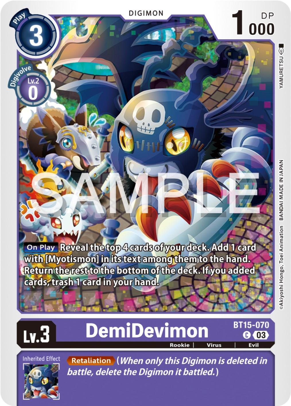 BT15-070, Common, Digimon, Evil, Exceed Apocalypse, Purple, Rookie, Virus DemiDevimon [BT15-070] [Exceed Apocalypse] - Trading Card World