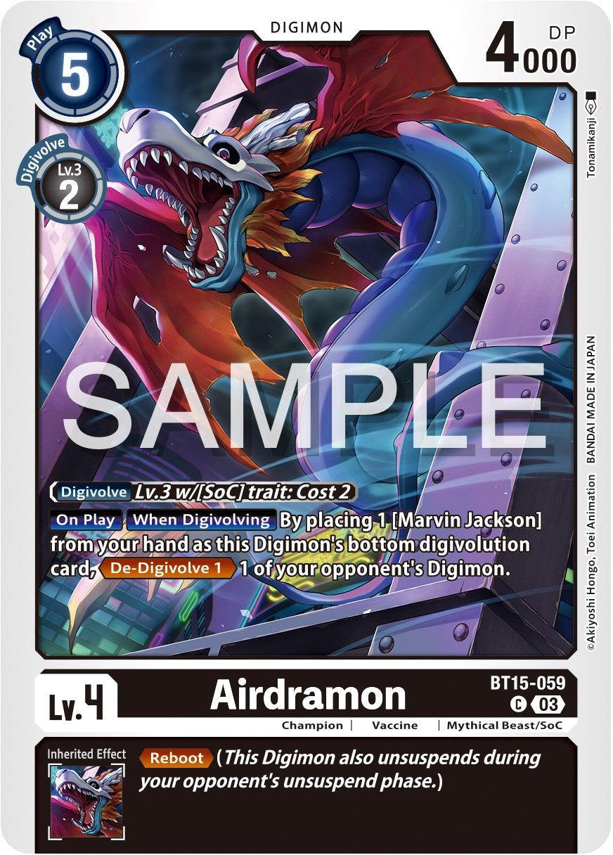 Black, BT15-059, Champion, Common, Digimon, Exceed Apocalypse, Mythical Beast/SoC, Vaccine Airdramon [BT15-059] [Exceed Apocalypse] - Trading Card World