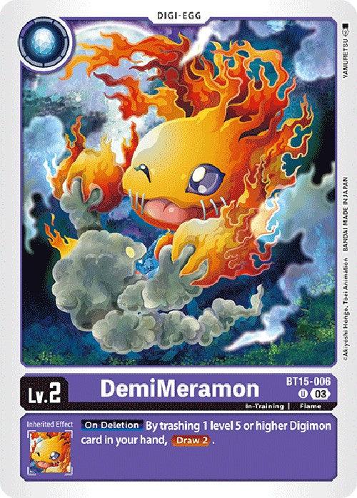 BT15-006, Digi-Egg, Exceed Apocalypse, Flame, In-Training, Purple, Uncommon DemiMeramon [BT15-006] [Exceed Apocalypse] - Trading Card World