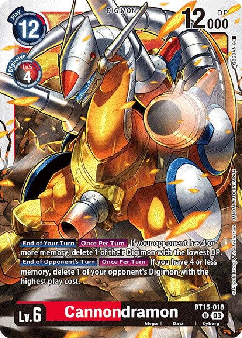 BT15-018, Cyborg, Data, Digimon, Exceed Apocalypse, Mega, Red;Black, Uncommon Cannondramon [BT15-018] [Exceed Apocalypse] - Trading Card World