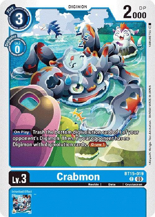 Blue, BT15-019, Common, Crustacean, Data, Digimon, Exceed Apocalypse, Rookie Crabmon [BT15-019] [Exceed Apocalypse] - Trading Card World