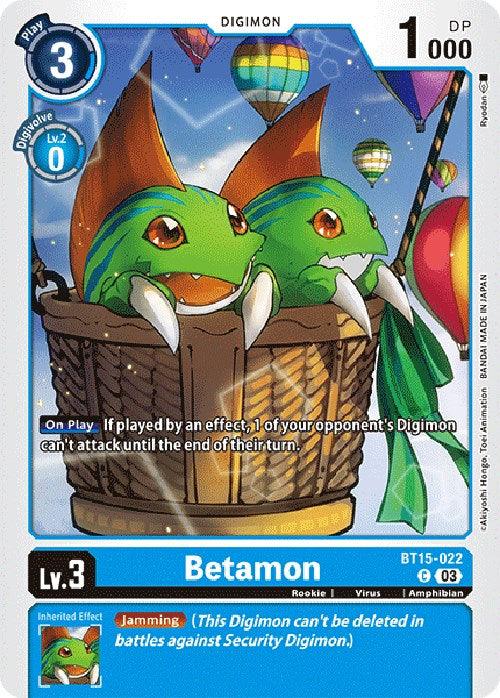 Amphibian, Blue, BT15-022, Common, Digimon, Exceed Apocalypse, Rookie, Virus Betamon [BT15-022] [Exceed Apocalypse] - Trading Card World