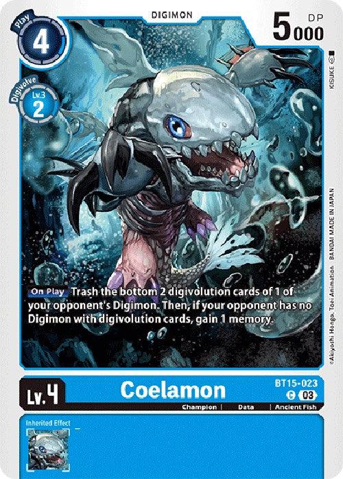 Ancient Fish, Blue, BT15-023, Champion, Common, Data, Digimon, Exceed Apocalypse Coelamon [BT15-023] [Exceed Apocalypse] - Trading Card World