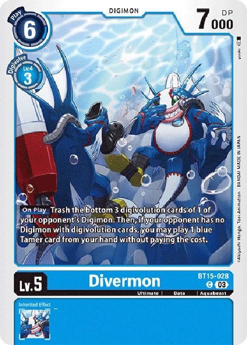 Aquabeast, Blue, BT15-028, Common, Data, Digimon, Exceed Apocalypse, Ultimate Divermon [BT15-028] [Exceed Apocalypse] - Trading Card World