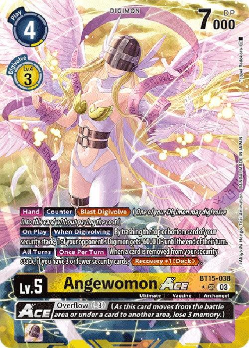Archangel, BT15-038, Digimon, Exceed Apocalypse, Super Rare, Ultimate, Vaccine, Yellow Angewomon Ace [BT15-038] (Alternate Art) [Exceed Apocalypse] - Trading Card World