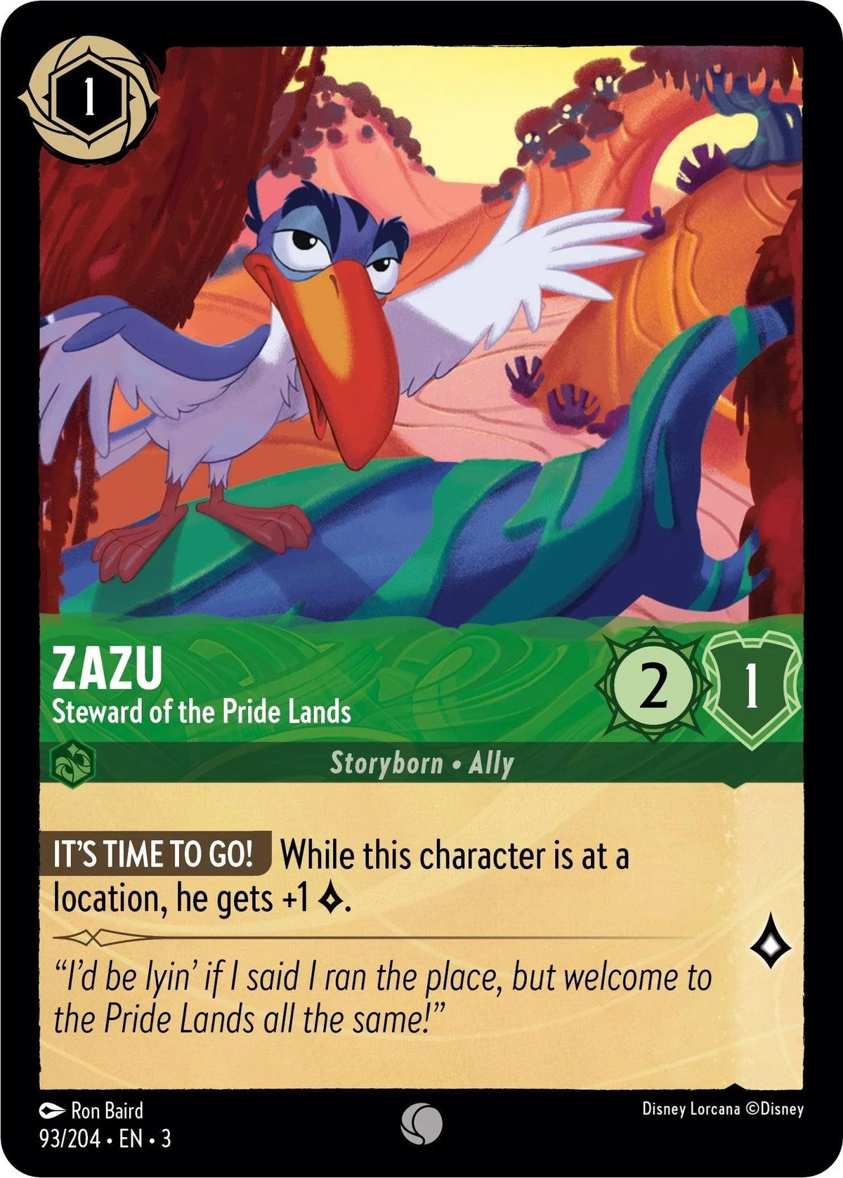  Zazu - Steward of the Pride Lands (93//204) [Into the Inklands] - Trading Card World