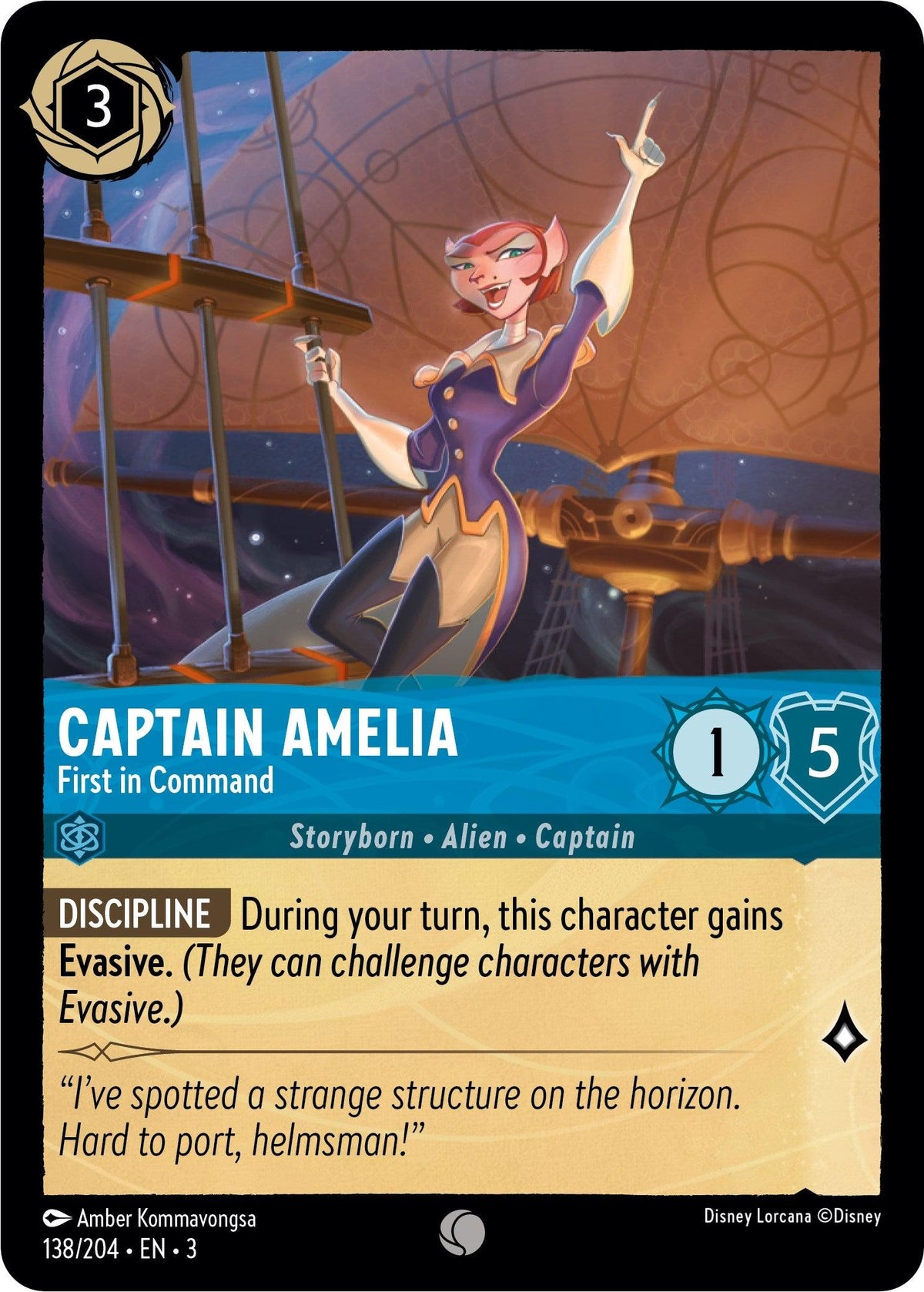  Captain Amelia - First in Command (138//204) [Into the Inklands] - Trading Card World