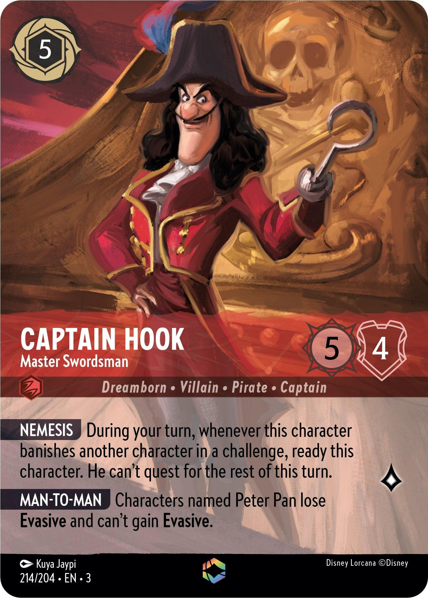  Captain Hook - Master Swordsman (Enchanted) (214/204) [Into the Inklands] - Trading Card World