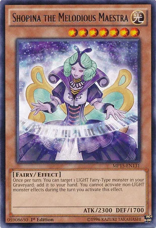 1st Edition, 2015 Mega-Tins Mega Pack, Effect Monster, Fairy, Light, Rare Shopina the Melodious Maestra [MP15-EN131] Rare - Trading Card World