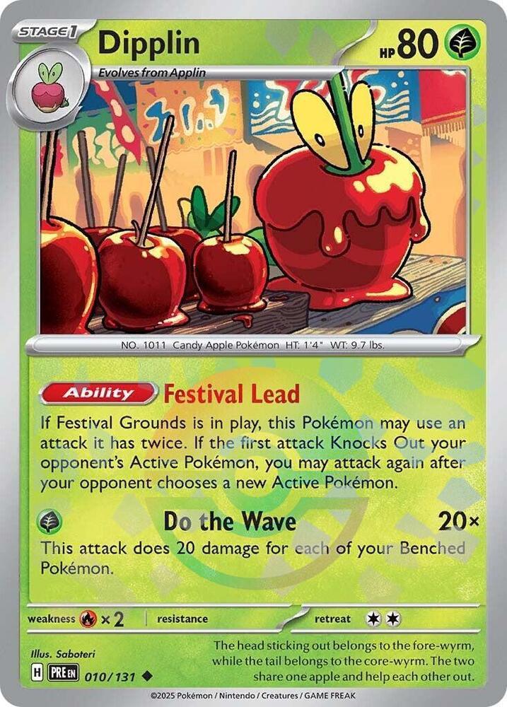 010, Fire [x2], Grass, Holofoil, Scarlet & Violet: Prismatic Evolutions, Uncommon Dipplin (010/131) (Poke Ball Pattern) [Scarlet & Violet: Prismatic Evolutions] - Trading Card World