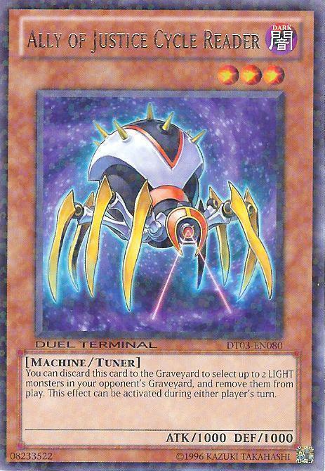 Dark, Duel Terminal 3, Limited, Machine, Rare, Tuner Monster Ally of Justice Cycle Reader [DT03-EN080] Rare - Trading Card World