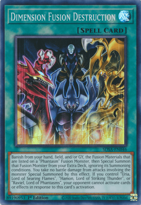 1st Edition, Normal Spell, Spell, Structure Deck: Sacred Beasts, Super Rare Dimension Fusion Destruction [SDSA-EN046] Super Rare - Trading Card World