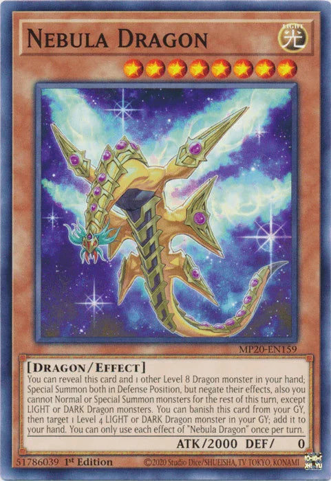 1st Edition, 2020 Tin of Lost Memories, Common, Dragon, Effect Monster, Light Nebula Dragon [MP20-EN159] Common - Trading Card World