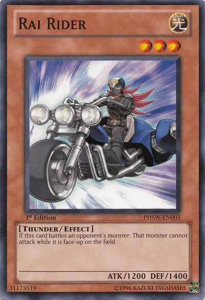 1st Edition, Common, Effect Monster, Light, Photon Shockwave, Thunder, Unlimited Rai Rider [PHSW-EN003] Common - Trading Card World