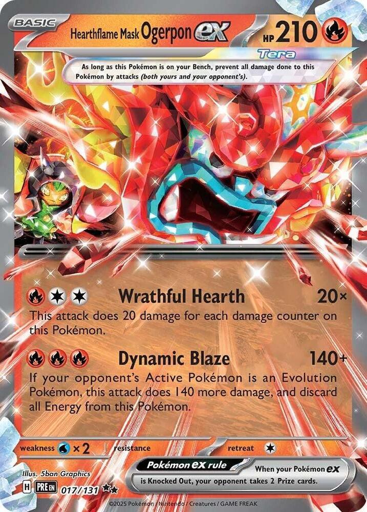 Scarlet & Violet: Prismatic Evolutions Hearthflame Mask Ogerpon ex (017/131) [Scarlet & Violet: Prismatic Evolutions] - Trading Card World