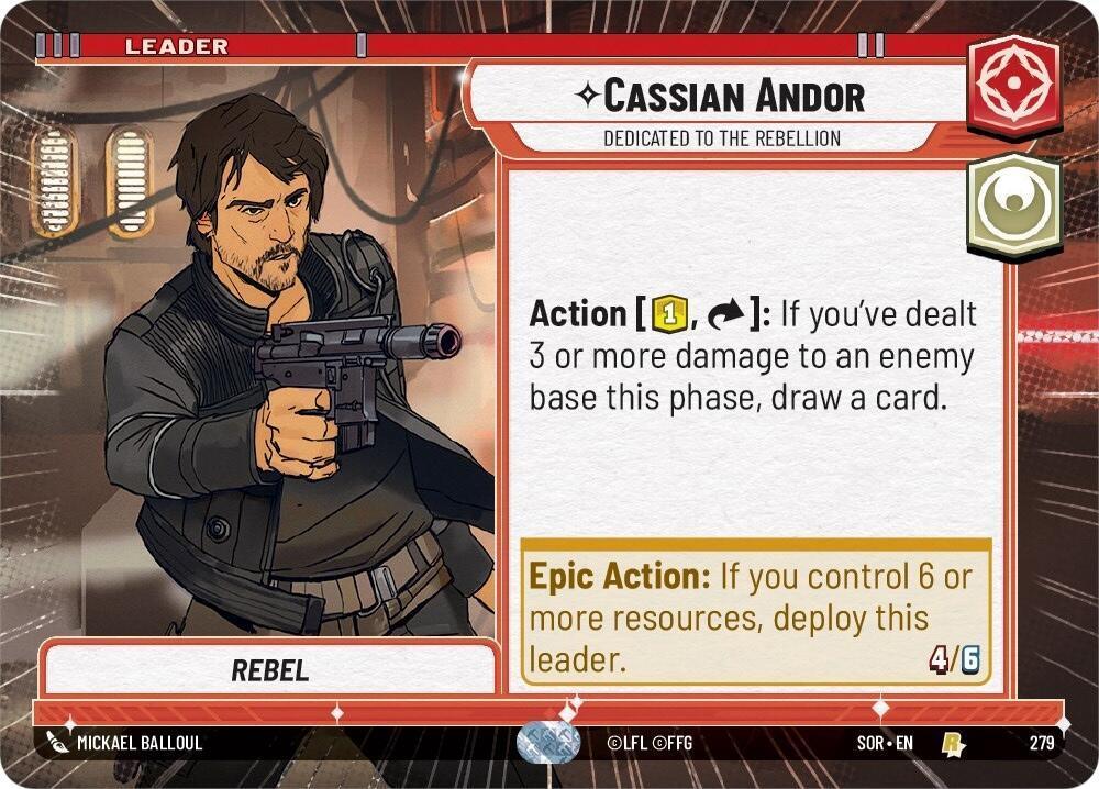  Cassian Andor - Dedicated to the Rebellion (Hyperspace) (279) [Spark of Rebellion] - Trading Card World